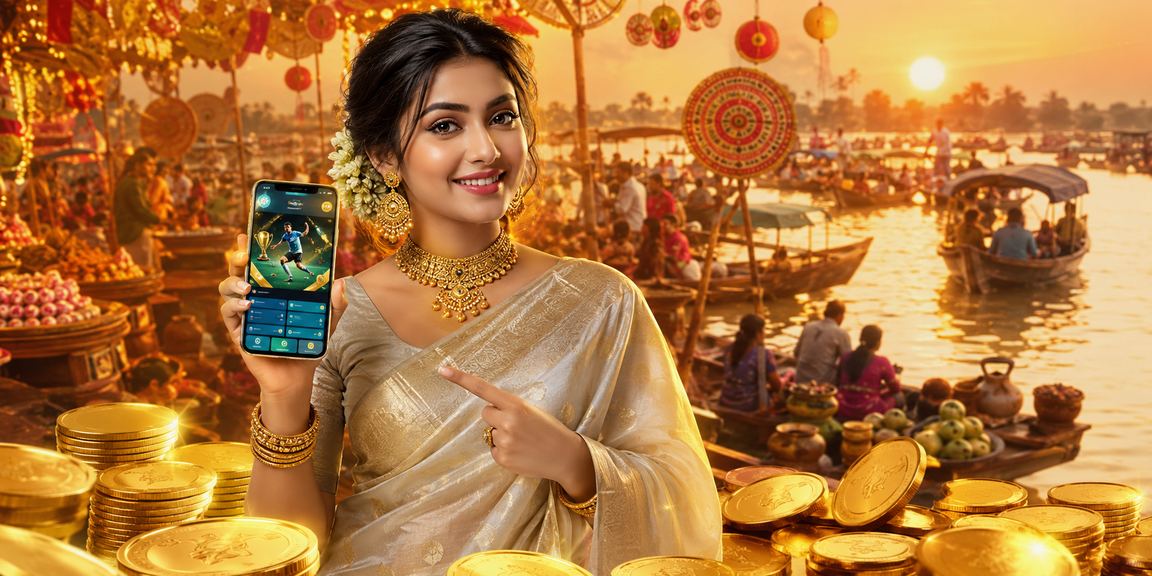 বরিশালে ঐতিহ্যবাহী পোশাকে একজন নারী মোবাইলে t300 জ্যাকপটে অংশ নিচ্ছেন